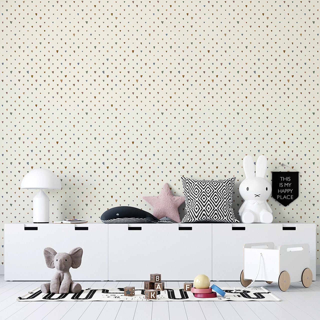 Colored Hearts Great Kids Wallpaper - Pearl - Hohenberger - 26814 - Premier Wallcovering