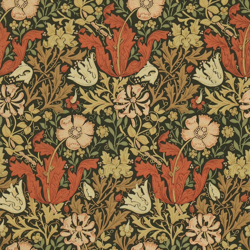 Compton Wallpaper - Brown/Orange - Morris & Co - 210420 - Premier Wallcovering