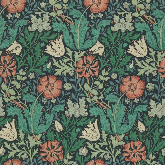 Compton Wallpaper - Indigo/Russet - DJA196102 - Morris & Co - Premier Wallcovering