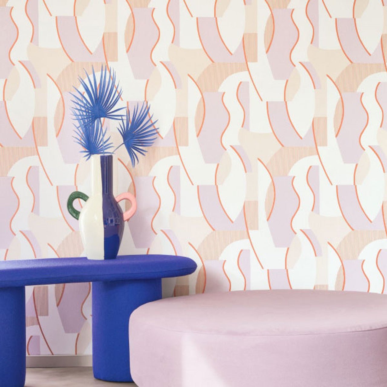 Concept Milano Sixties Wallpaper - Parme And Corail - Casadeco - 89335151 - Premier Wallcovering