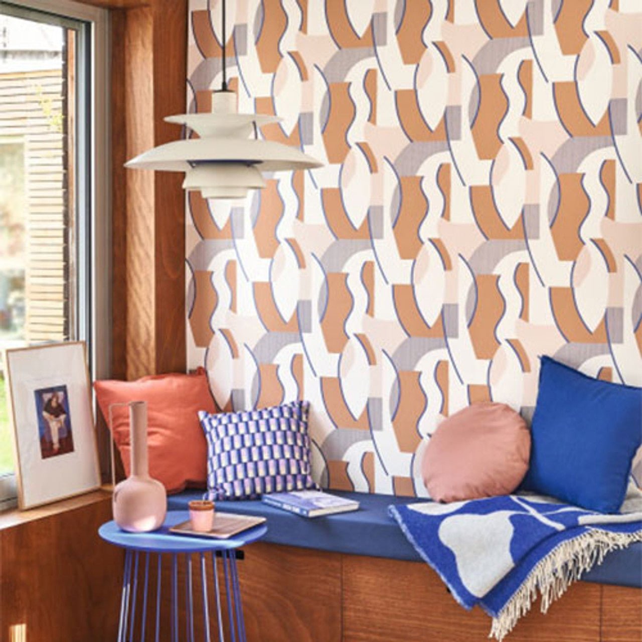 Concept Milano Sixties Wallpaper - Naturel And Bleu - Casadeco - 89331616 - Premier Wallcovering