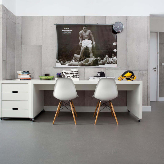 Concrete Large Tiles Wallpaper - Silver - NLXL - CON - 01 - Premier Wallcovering