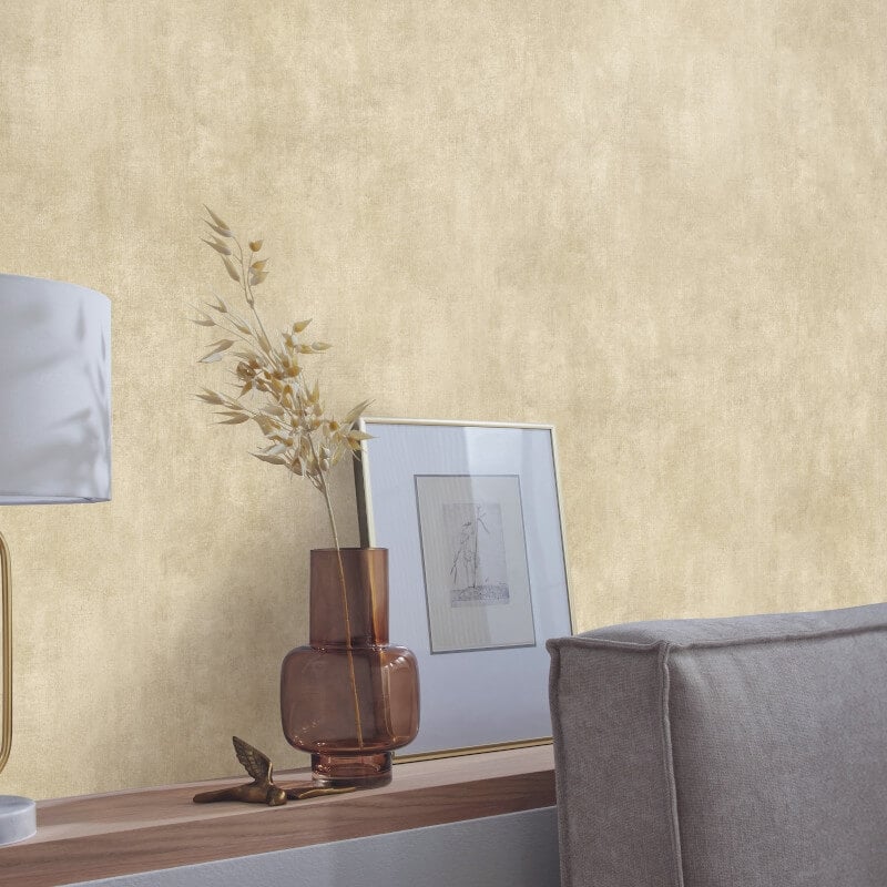 Concrete Texture Metallic Wallpaper - Beige/Gold - Elle Decoration - 10438 - 02 - Premier Wallcovering