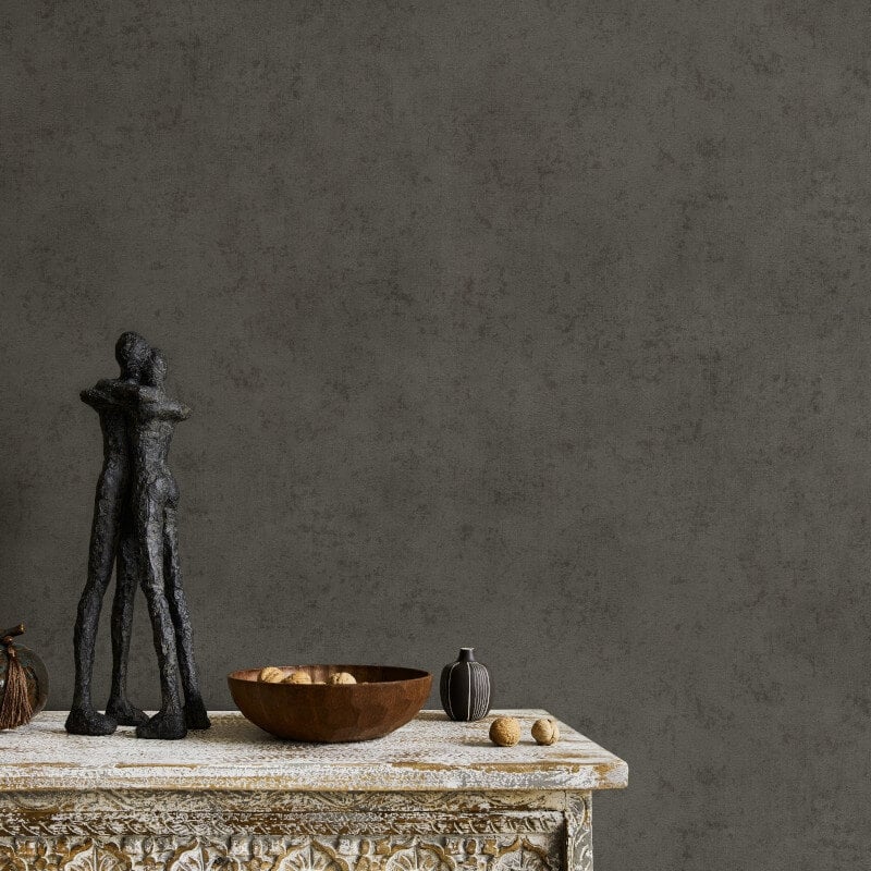 Concrete Texture Metallic Wallpaper - Dark Grey - Elle Decoration - 10438 - 37 - Premier Wallcovering