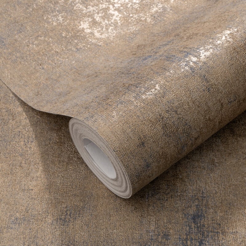 Concrete Texture Metallic Wallpaper - Brown/Blue - Elle Decoration - 10438 - 20 - Premier Wallcovering