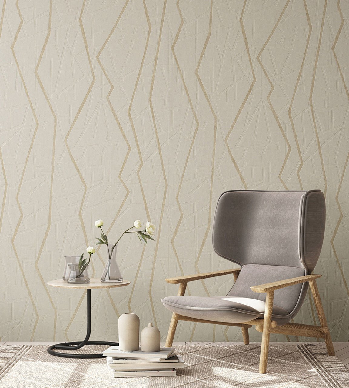 Connection Slow Living Wallpaper - Sand/ Gold - Hohenberger - 64638 - Premier Wallcovering