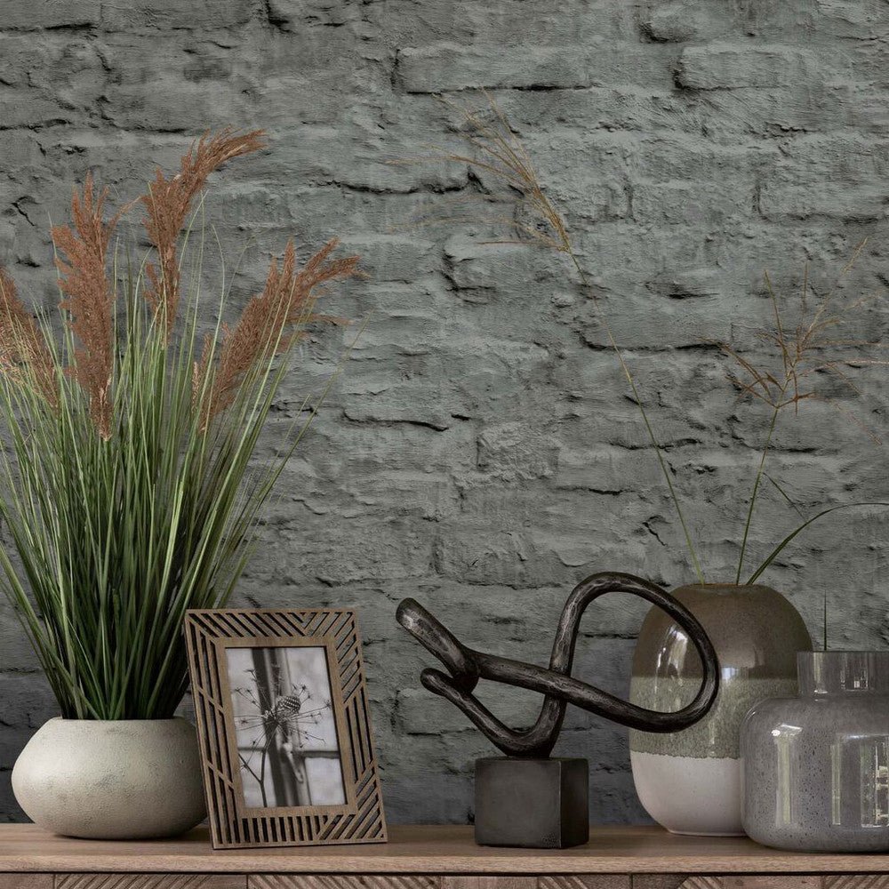 Contemporary Brick Wallpaper - Grey - Next - 118306 - Premier Wallcovering