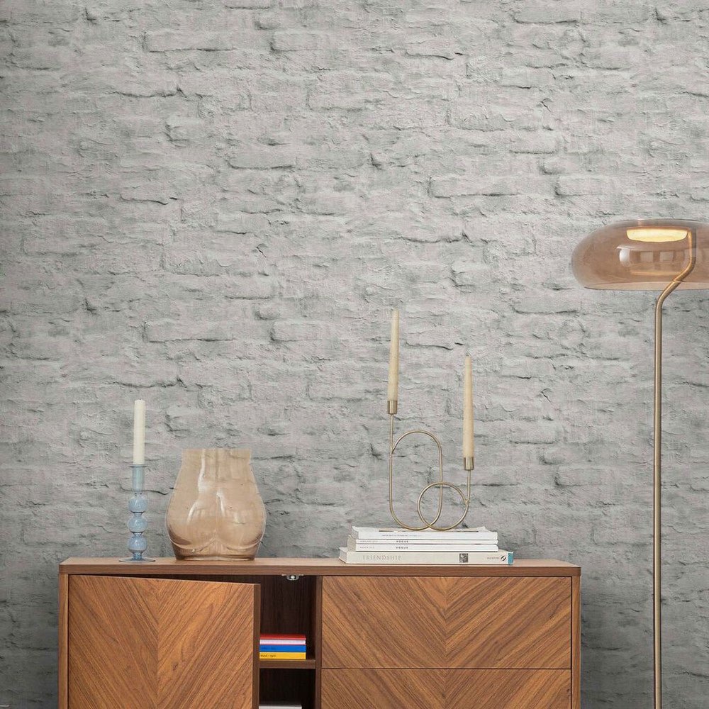 Contemporary Brick Wallpaper - White - Next - 118305 - Premier Wallcovering