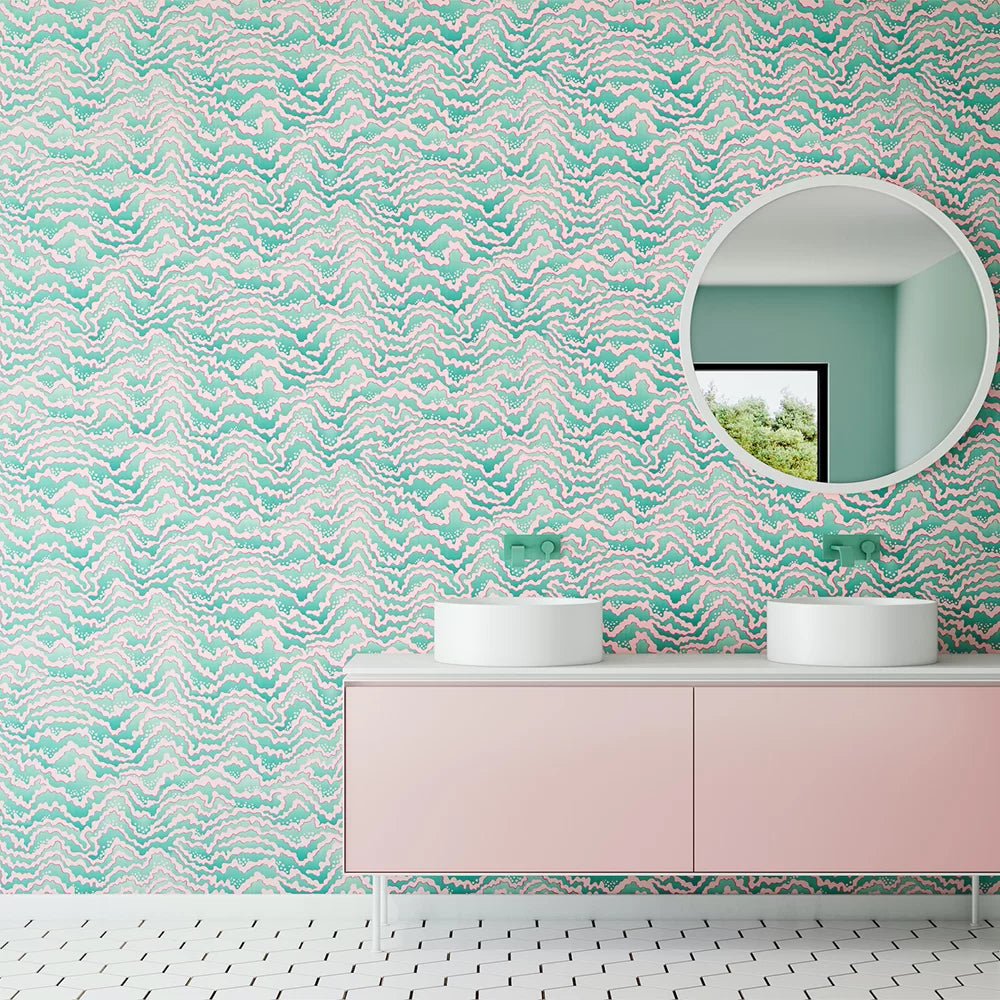 Contour Wallpaper - Bubblegum & Mint - Ohpopsi - IKA50118W - Premier Wallcovering