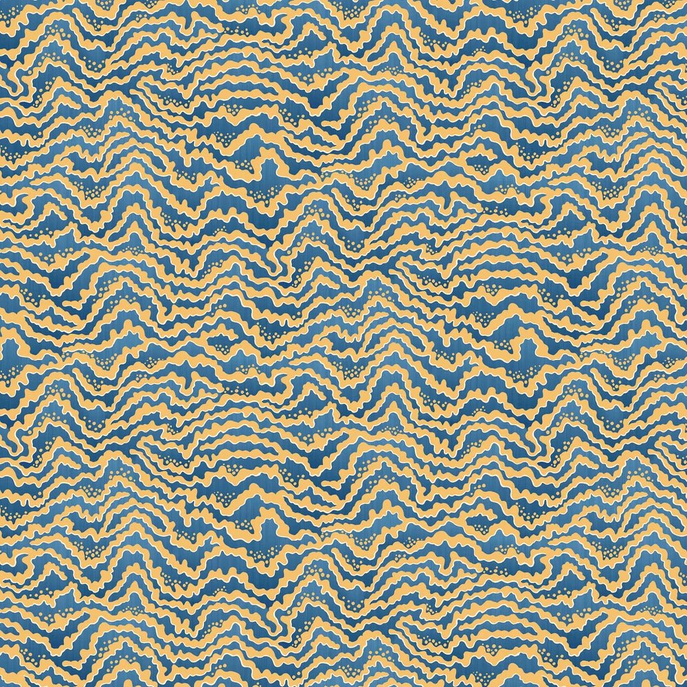 Contour Wallpaper - Denim & Ochre - Ohpopsi - IKA50120W - Premier Wallcovering