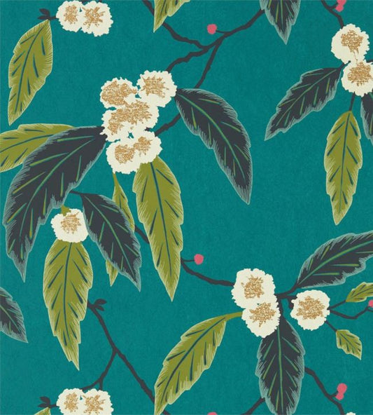 Coppice Wallpaper - Peacock / Azalea / Midnight - HSAW112132 - Harlequin - Premier Wallcovering
