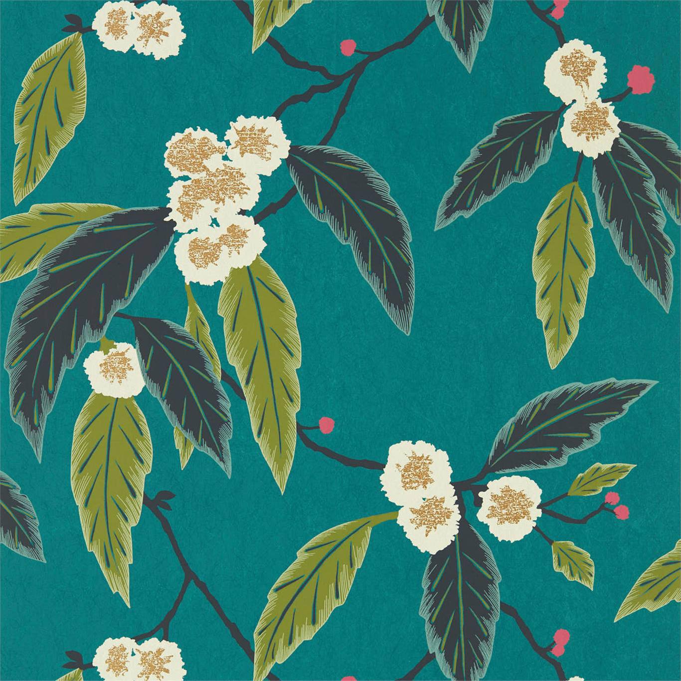Coppice Wallpaper - Peacock / Azalea / Midnight - HSAW112132 - Harlequin - Premier Wallcovering