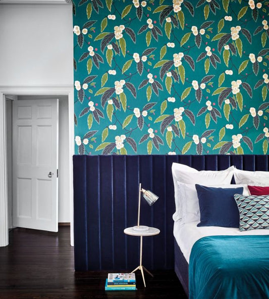 Coppice Wallpaper - Peacock / Azalea / Midnight - HSAW112132 - Harlequin - Premier Wallcovering