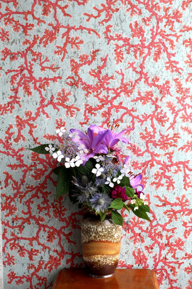 Coral Cork Wallpaper - Pale Blue - Timorous Beasties - SSC/PRC/CK62021/01 - Premier Wallcovering
