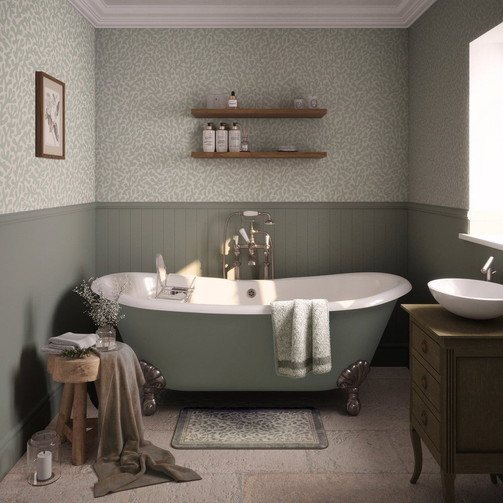 Coral Cove Wallpaper - Sage and Cream - Lucie Annabel - LAN100446 - Premier Wallcovering