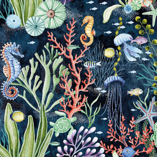 Coral Garden Wallpaper - Ocean Navy - Lust Home - LH900602 - Premier Wallcovering