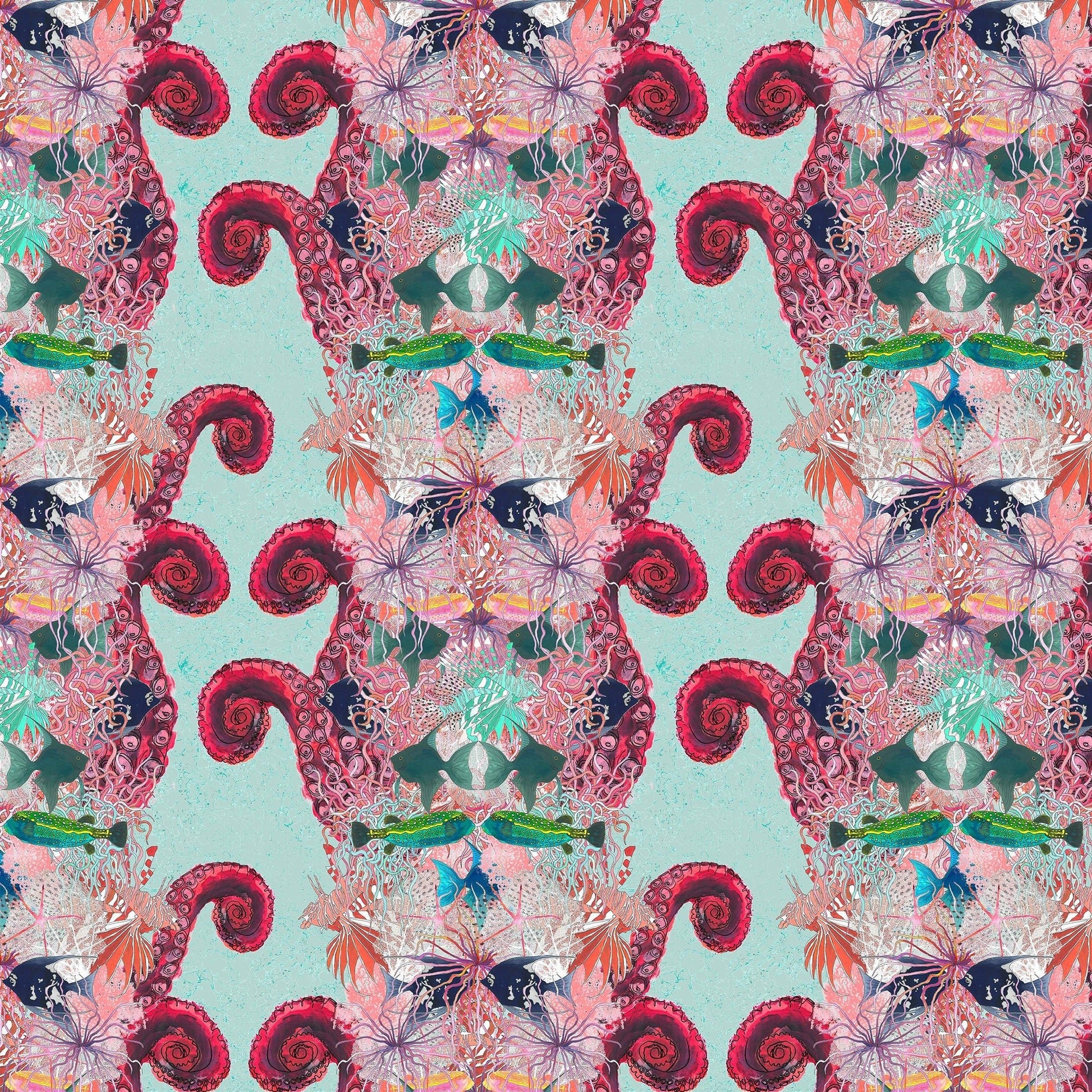 Coral Reef Wallpaper - Aqua - Fraiche - WP15000 - Premier Wallcovering