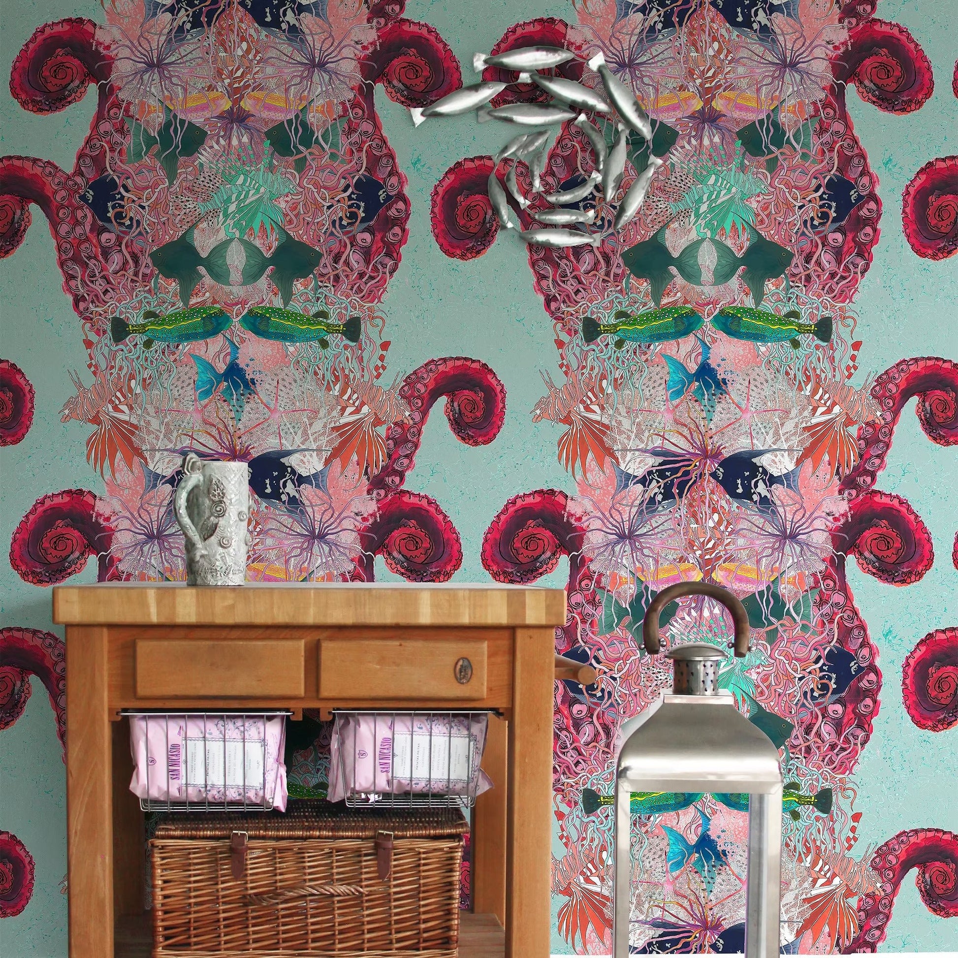 Coral Reef Wallpaper - Aqua - Fraiche - WP15000 - Premier Wallcovering