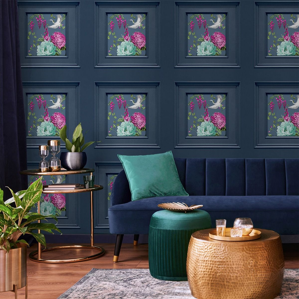 Corinthia Panel Wallpaper - Navy - Belgravia - 244 - Premier Wallcovering