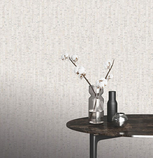 Cork Effect Montado Wallpaper - White & Silver - Rasch - 279053 - Premier Wallcovering