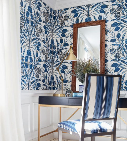 Corneila Wallpaper - Red & Teal - Thibaut - T72601 - Premier Wallcovering