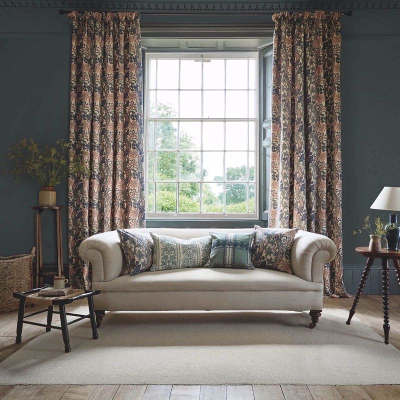 Cornflower Embroidery Fabric - Indigo/Plum - Morris & Co - 237666 - Premier Wallcovering