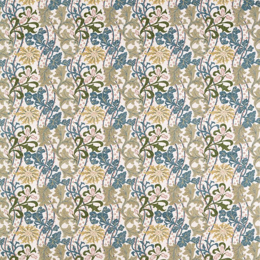 Cornflower Embroidery Fabric - Lemon/Nettle - Morris & Co - 237656 - Premier Wallcovering