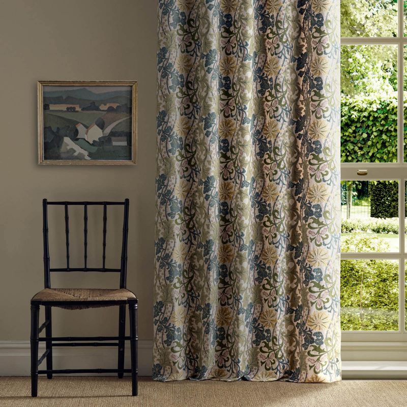 Cornflower Embroidery Fabric - Lemon/Nettle - Morris & Co - 237656 - Premier Wallcovering