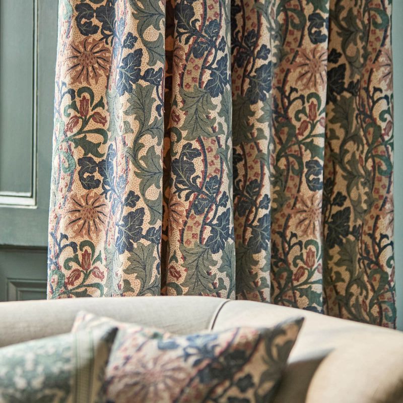 Cornflower Embroidery Fabric - Indigo/Plum - Morris & Co - 237666 - Premier Wallcovering