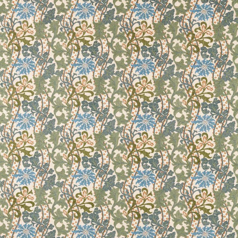 Cornflower Embroidery Fabric - Woad/Forest - Morris & Co - 237707 - Premier Wallcovering