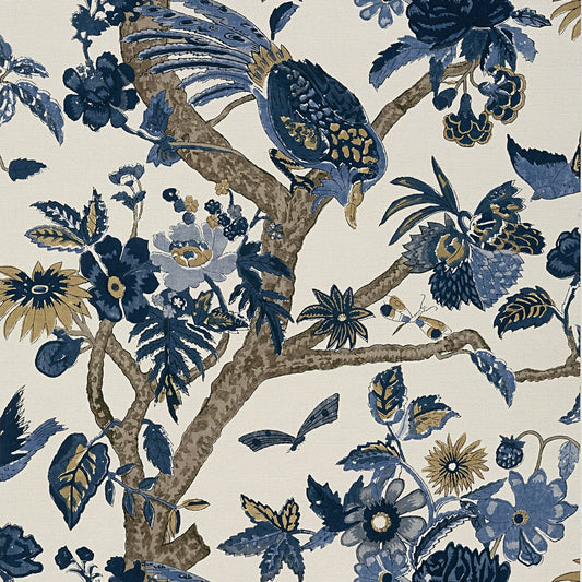 Coromandel Wallpaper - Navy - Thibaut - T10225 - Premier Wallcovering
