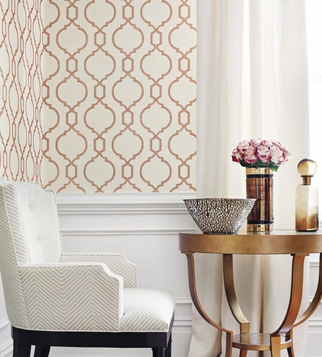 Cortney Wallpaper - Metallic Gold on Beige - Thibaut - T11072 - Premier Wallcovering
