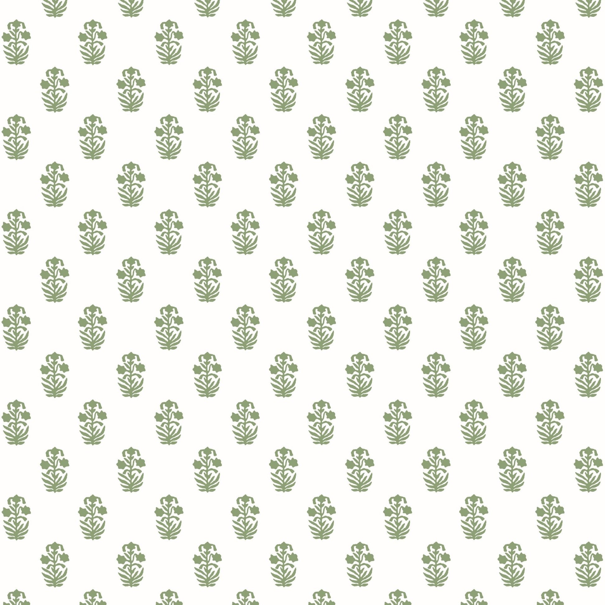 Corwin Wallpaper - Green on White - Thibaut - T36402 - Premier Wallcovering