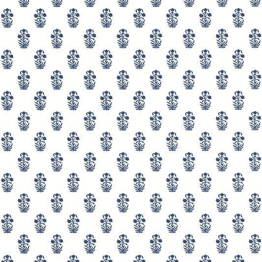 Corwin Wallpaper - Navy on White - Thibaut - T36400 - Premier Wallcovering