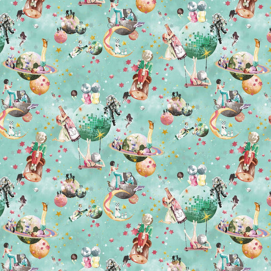 Cosmic Groove Wallpaper - Aquamarine - Brand McKenzie - BMGI006/02A - Premier Wallcovering