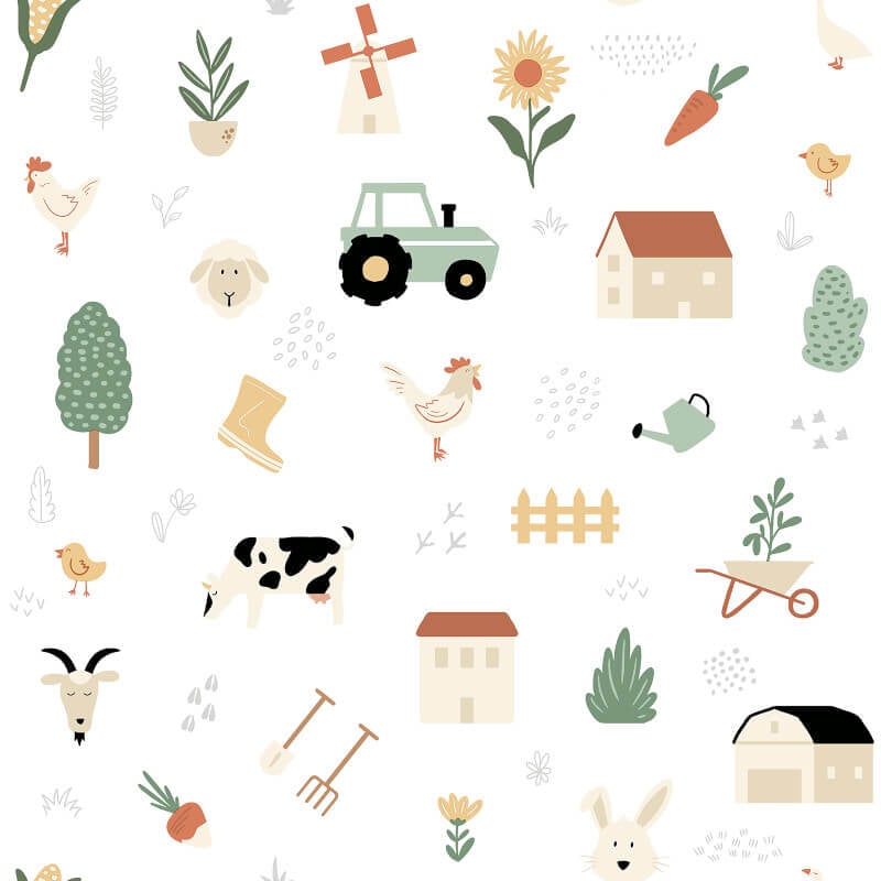 Country Farm Wallpaper - Multi - Muriva - M51507 - Premier Wallcovering