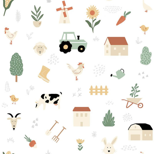 Country Farm Wallpaper - Multi - Muriva - M51507 - Premier Wallcovering