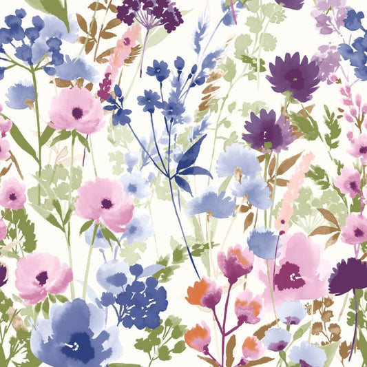 Countryside Floral Wallpaper - Pink/Blue - Catherine Lansfield - 206541 - Premier Wallcovering
