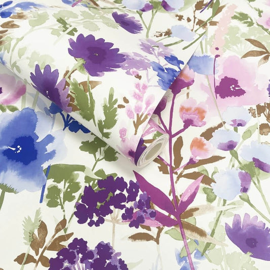 Countryside Floral Wallpaper - Pink/Blue - Catherine Lansfield - 206541 - Premier Wallcovering