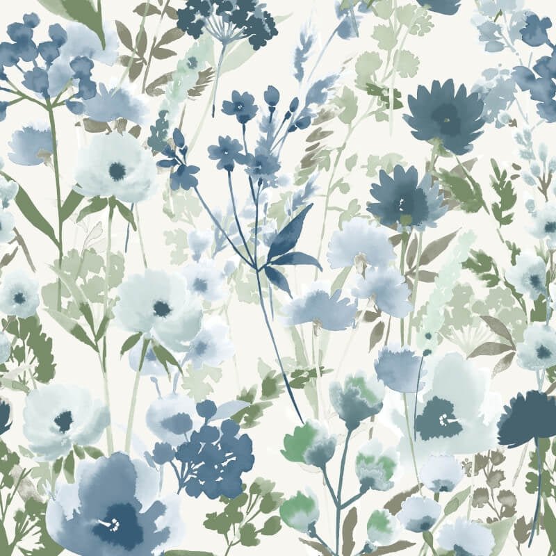 Countryside Floral Wallpaper - Blue - Catherine Lansfield - 206543 - Premier Wallcovering