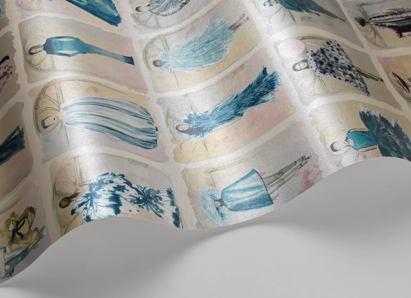 Couture Carousel with Windows Wallpaper - China Blue Pearl - 175/2010M - Cole & Son - Premier Wallcovering