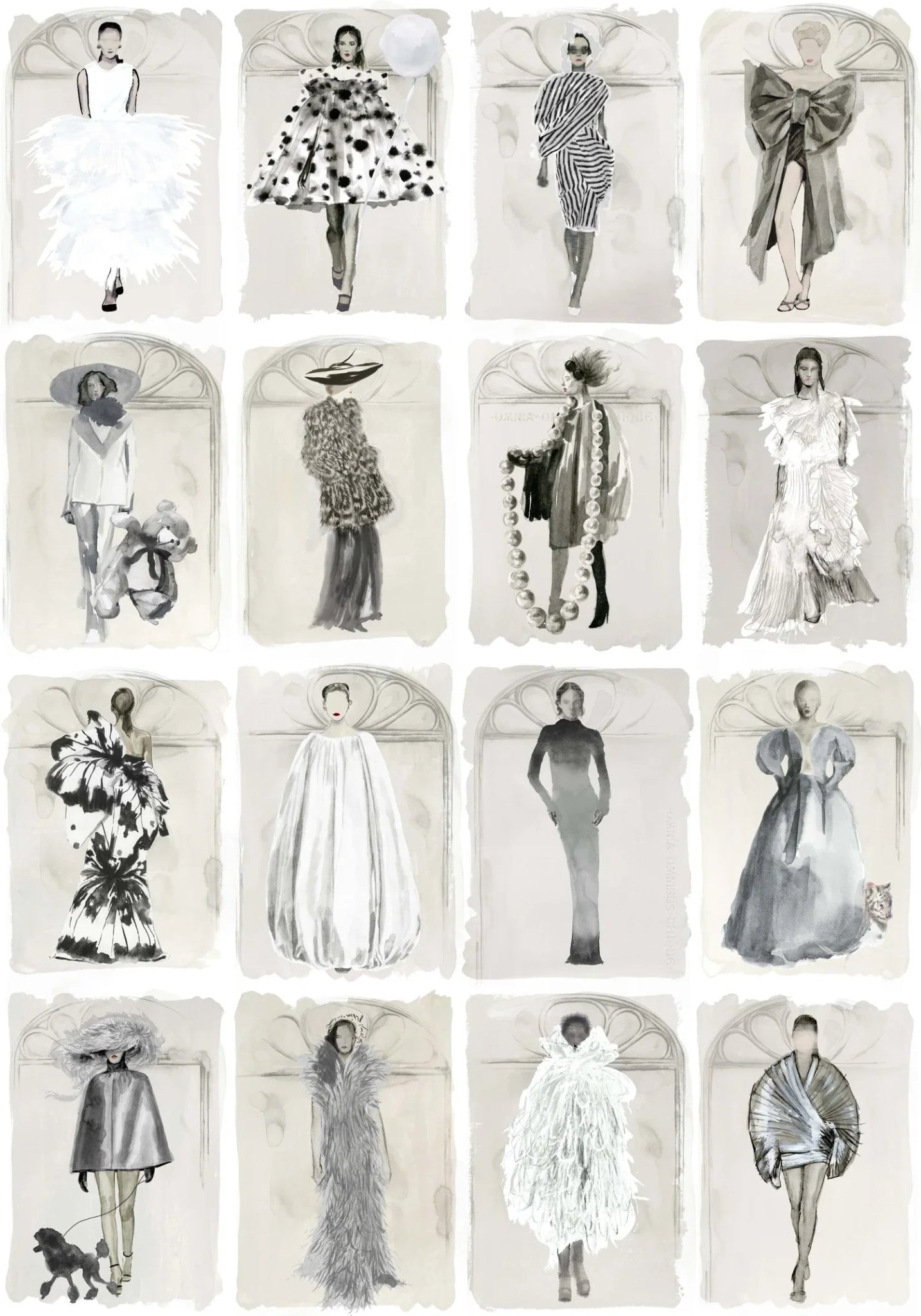 Couture Carousel with Windows Wallpaper - Monochrome Pearl - 175/2008M - Cole & Son - Premier Wallcovering