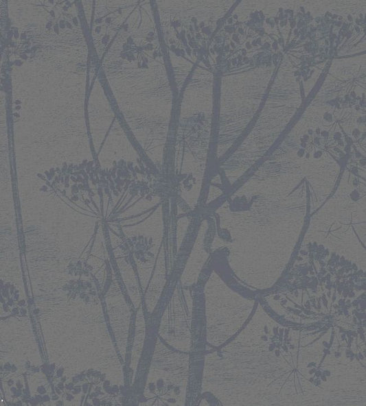Cow Parsley Wallpaper - Charcoal & Metallic Gilver - 95/9050 - Cole & Son - Premier Wallcovering