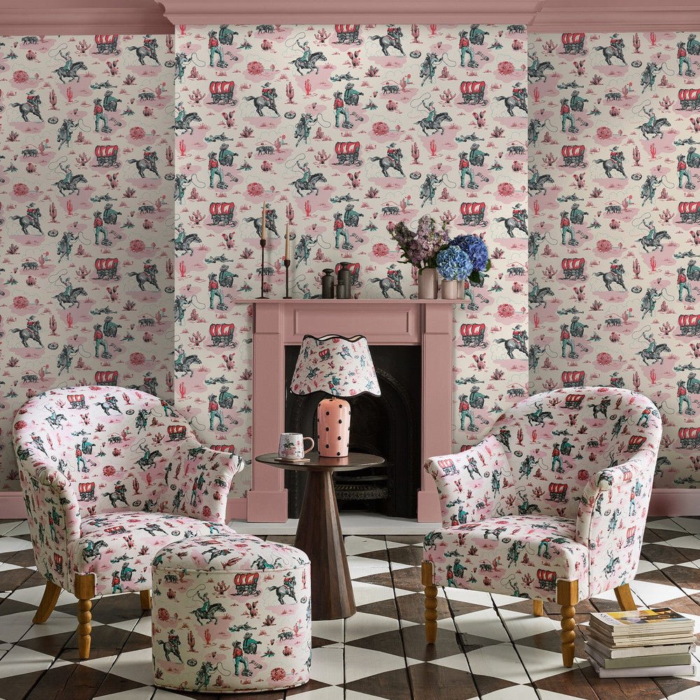 Cowgirls Wallpaper - Pink - 125534 - Cath Kidston - Premier Wallcovering