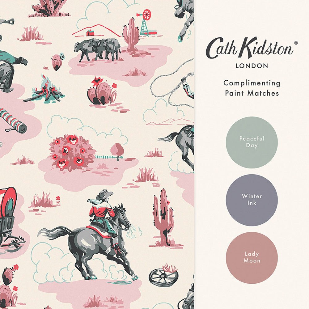 Cowgirls Wallpaper - Pink - 125534 - Cath Kidston - Premier Wallcovering