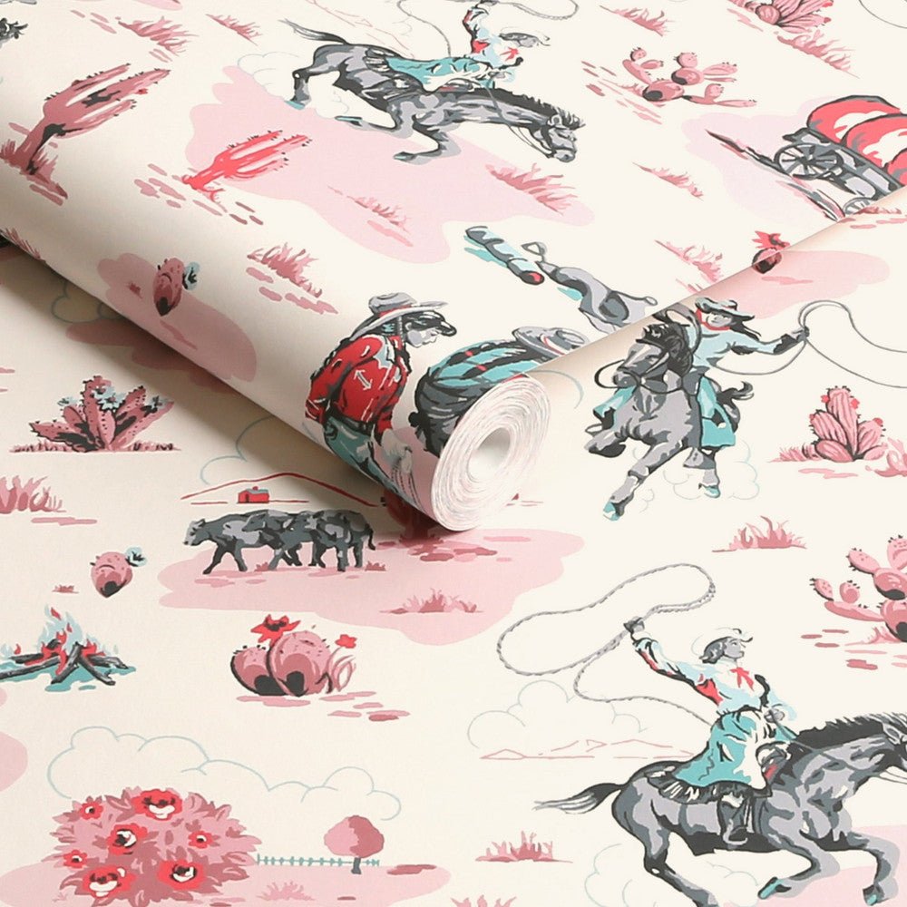 Cowgirls Wallpaper - Pink - 125534 - Cath Kidston - Premier Wallcovering