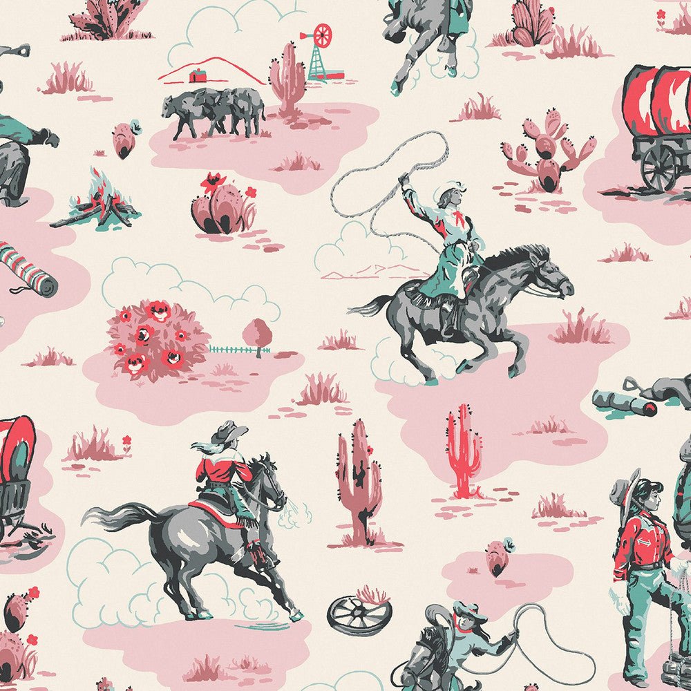 Cowgirls Wallpaper - Pink - 125534 - Cath Kidston - Premier Wallcovering