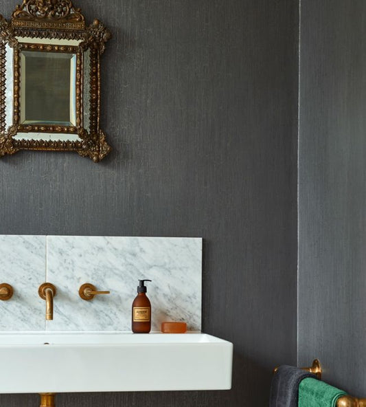Crackle Curio Wallpaper - Metallic Gilver on Charcoal - 107/11050 - Cole & Son - Premier Wallcovering