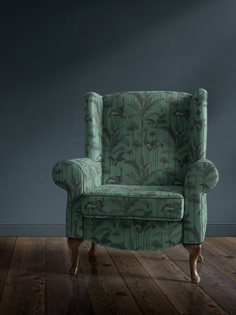 Crane Fonda Recycled Velvet Fabric - Jade Green - Divine Savages - DVS072-CF-JADE-VEL - Premier Wallcovering