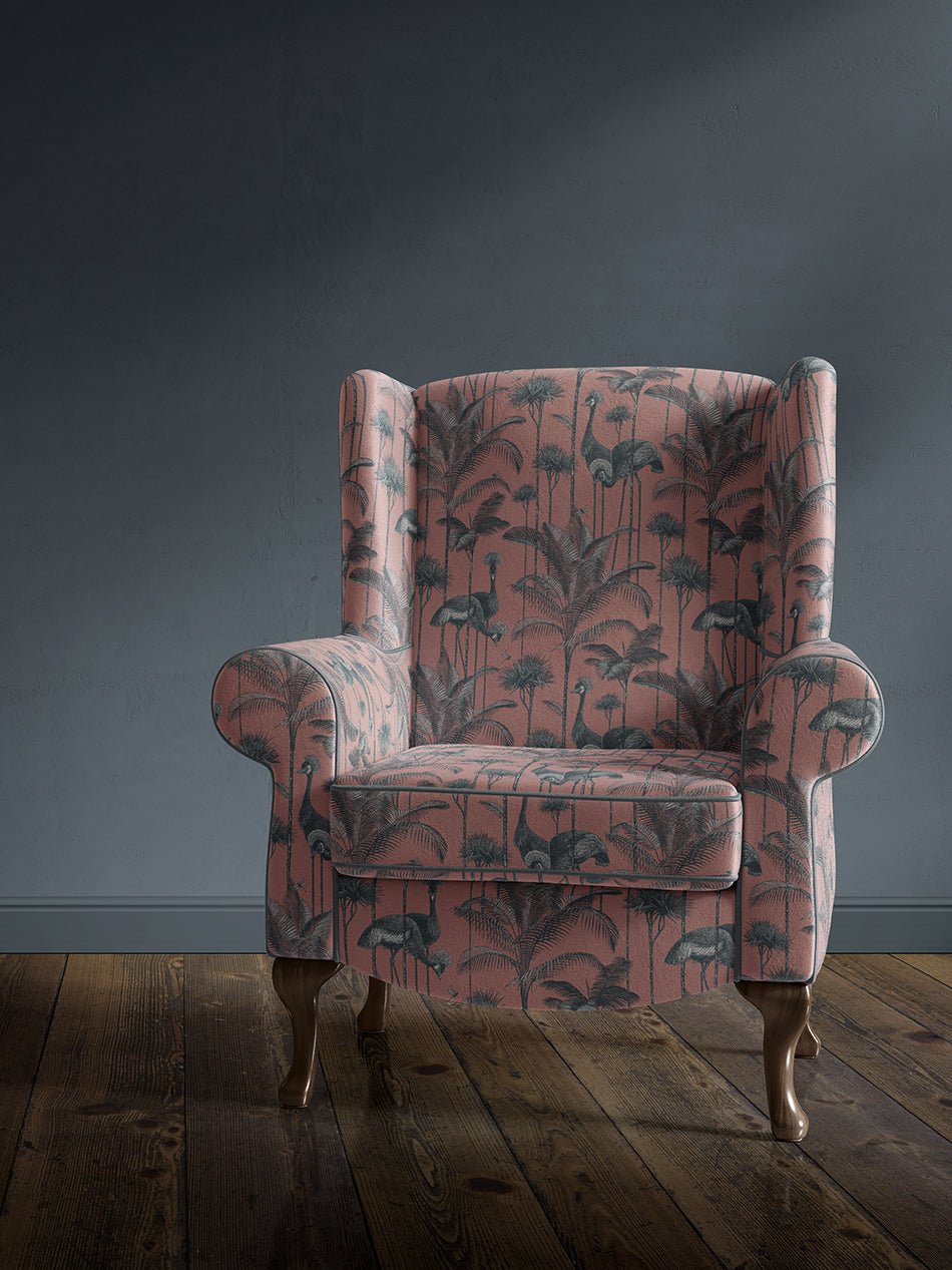 Crane Fonda Recycled Velvet Fabric - Coral - Divine Savages - DVS070-CF-CORAL-70-VEL - Premier Wallcovering